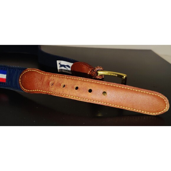 Country Club Prep Southern States Logo Belt Men Size 42 Stitched Canvas, Leather - Picture 14 of 16